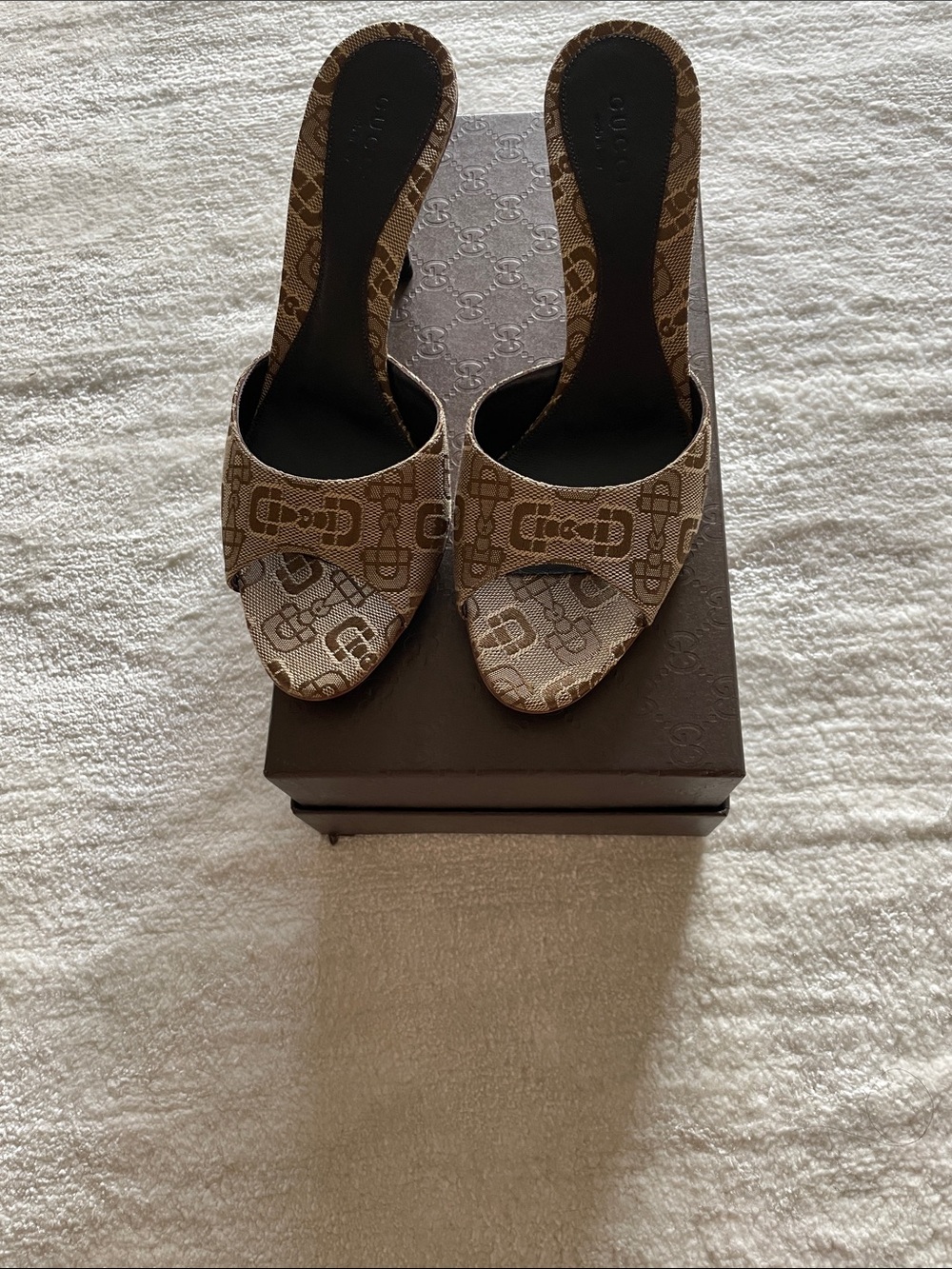 Gucci Brown Monogram Canvas Slide Mules
